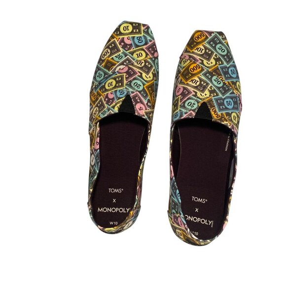 Toms X Monopoly Womens Alpargata Slip-On Shoes Size W10 Money Print Canvas - Picture 6 of 16